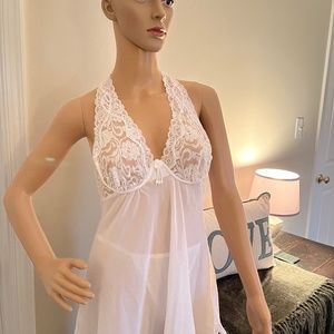 White lace and beaded baby doll for Valentine's Day